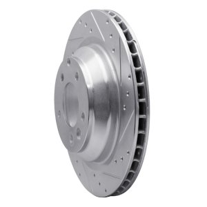 Porsche Cayenne Brake Rotor (1) - Rear Right - R1 Concepts - Drilled & Slotted - Silver - `05-`18